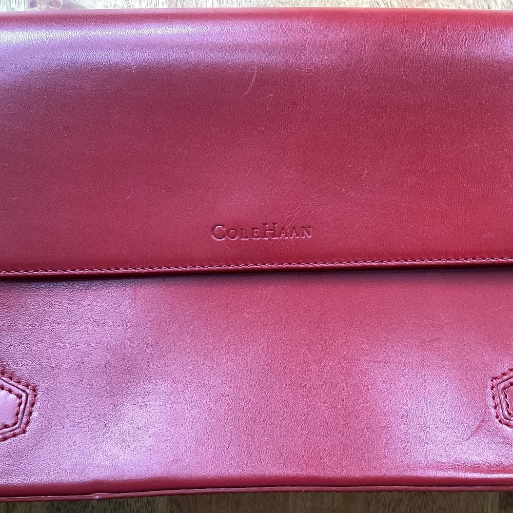 Cole Hahn Red Leather Shoulder Bag (11x7x2 3/4) with flannel dust bag